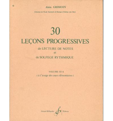 30 Lecons Progressives De Lecture De Notes Et De Solfege Vol. 3A