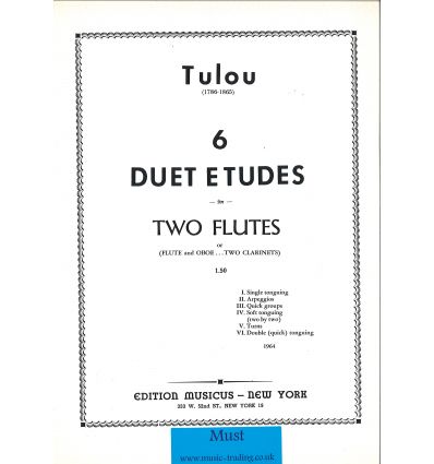 6 Duet Etudes for 2 fl (or 2 cl)