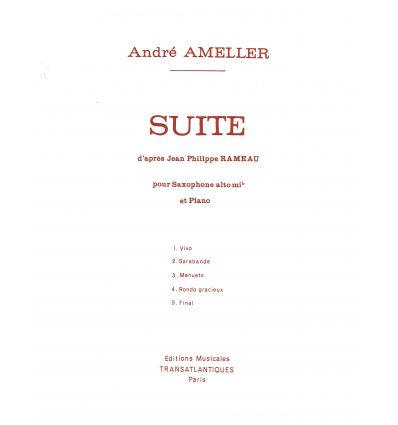 Suite d'après Rameau (sax alto & piano) ed. Transa...