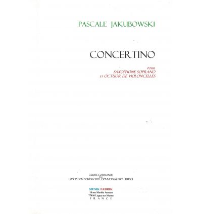 Concertino (sax sop & 8 violoncelles). Study score...
