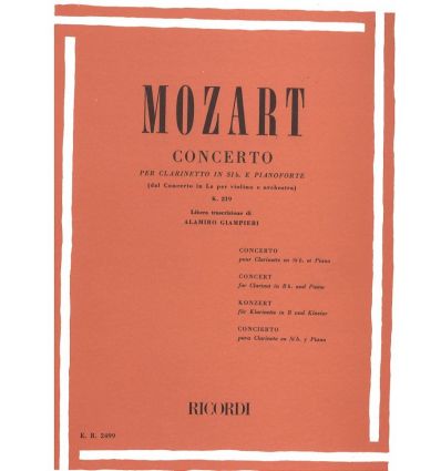 Concerto sib maj k.219 (Cl & piano, Orig. Violon) ...