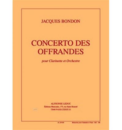 Bondon Concerto Des Offrandes Clarinet & Piano