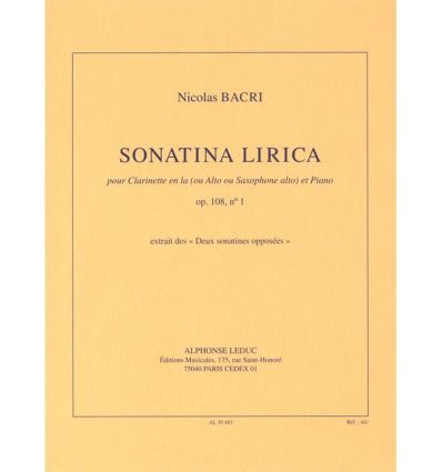 Sonatina Lirica Op 108 No 1 Clarinet In a & Piano