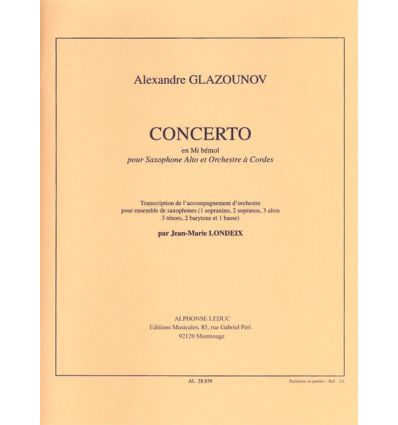Concerto pour sax & orch., transcr. Ens. de sax (s...