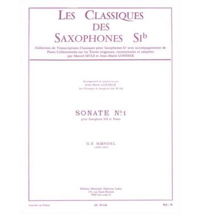 Sonate n°1 (Sax sib & piano)(Classiques n°113)