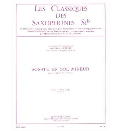 Sonate en sol mineur (Sax sib et piano, coll. Clas...