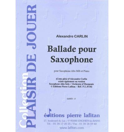 Ballade pour saxophone (version sax alto & piano) ...