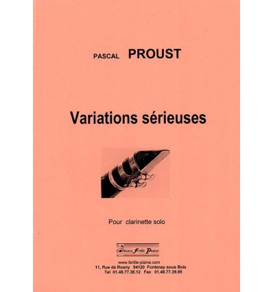 Variations sérieuses (clarinette seule) ed. Fertil...